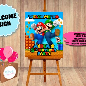 Mario Bros Welcome Sign, Welcome Poster, Printable Super Mario Bros Welcome Sign, Welcome Sign For Party, DIGITAL FILE - Party Supplies