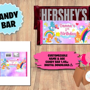 Labels For Care Bears Party - Candy Bar Label - Chocolate Label - DIGITAL DOWNLOAD - Carebears Printable - Birthday Supplies, Hershey 1.45oz