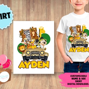 Maglietta Safari di Topolino, disegno per bambino, t-shirt bambino, DOWNLOAD digitale, decorazione della maglietta del ragazzo di compleanno, modelli, forniture