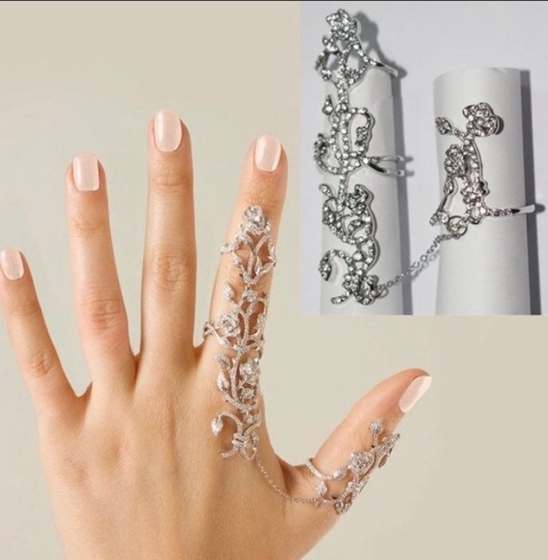 Vintage Statement Ring Floral Full Finger Ring Knuckle Armor Etsy