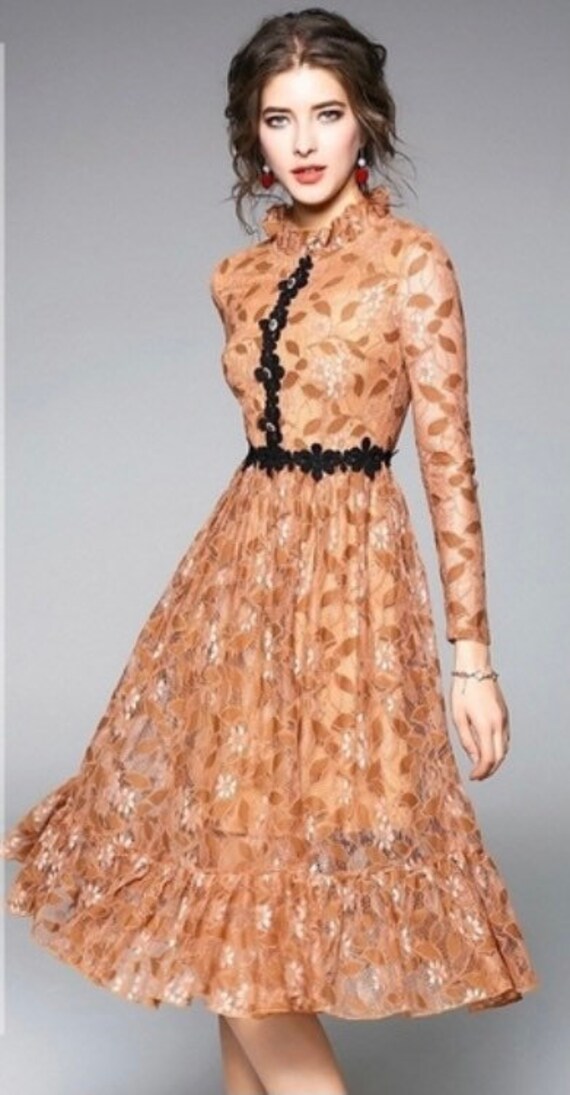 Vintage Flower Tea Party Dress Lace Etsy