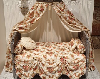Miniature french Louis XVI canopy day bed.