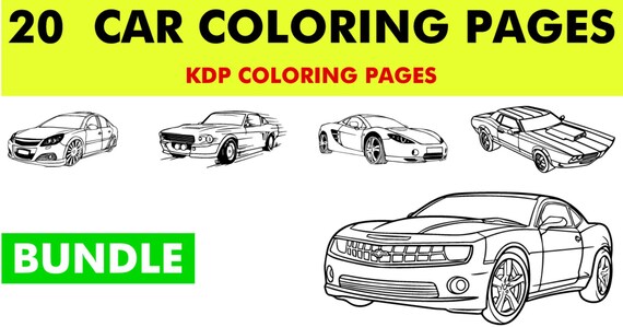 20 Car Coloring Pages | Etsy