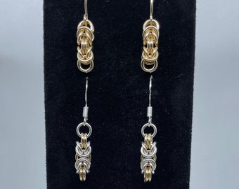 Byzantine Earrings - Minimalist Dangle Earrings - in Sterling Silver and Gold Filled