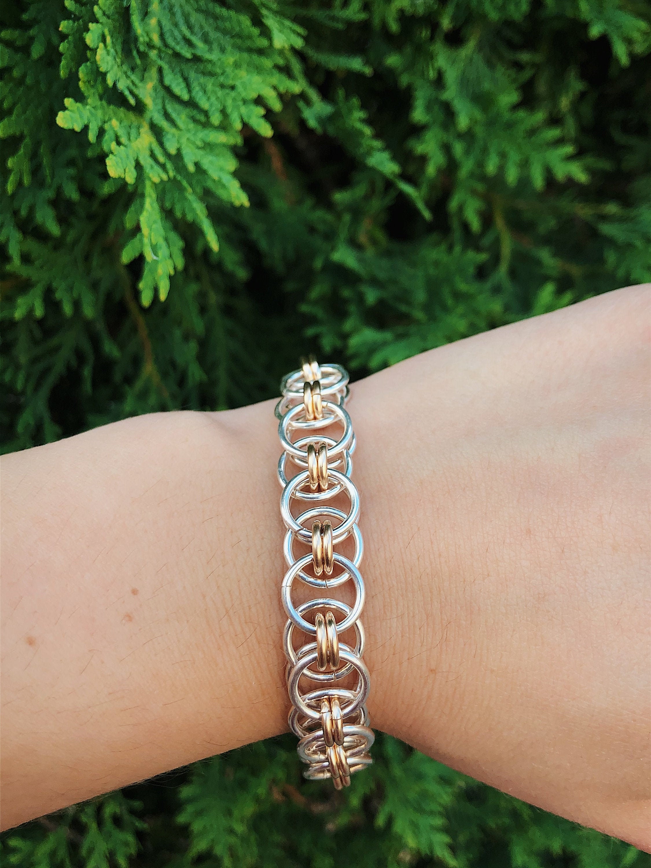 Sterling Silver and Gold Filled Helm Chain Bracelet - Etsy
