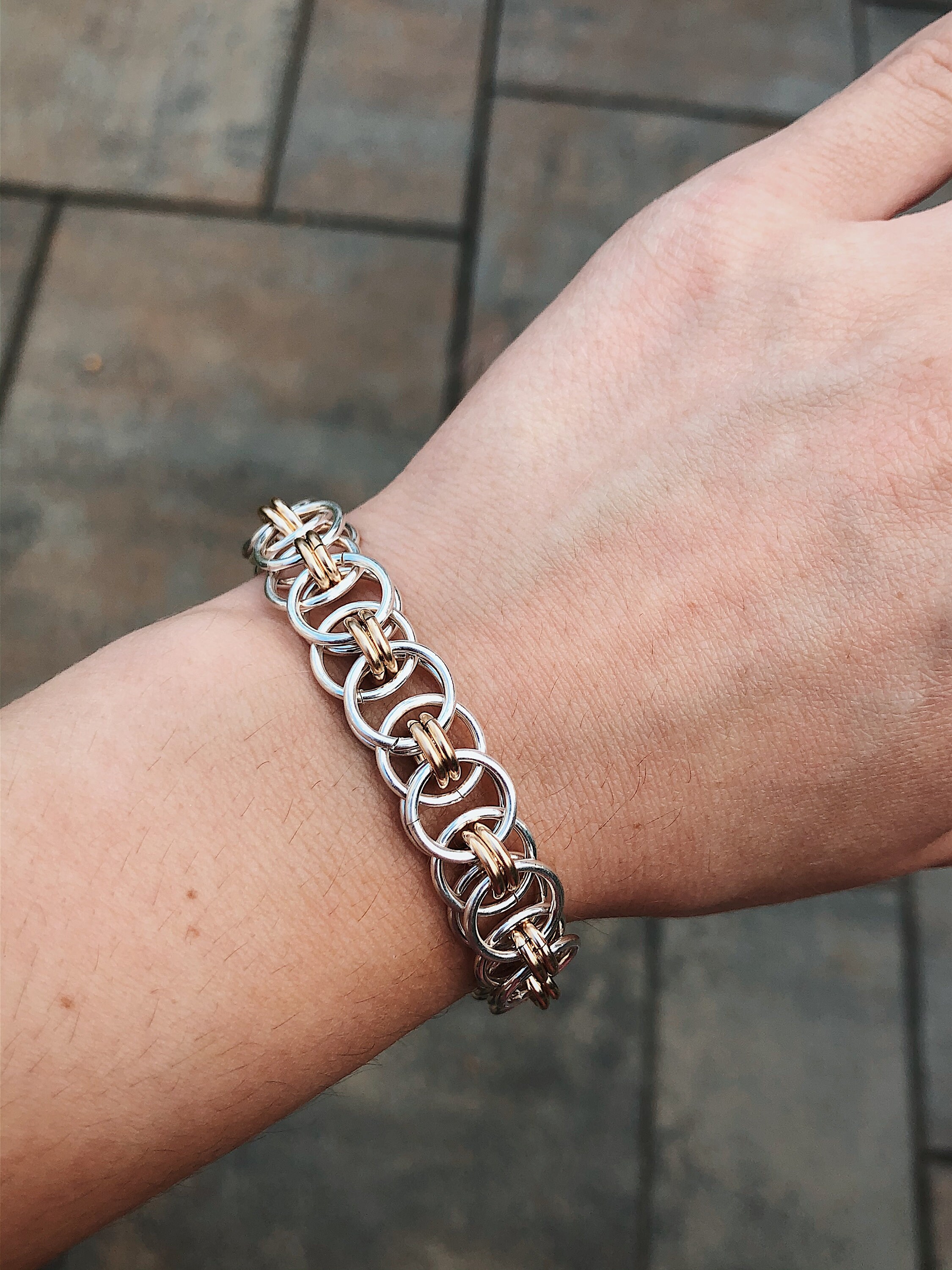Sterling Silver and Gold Filled Helm Chain Bracelet - Etsy