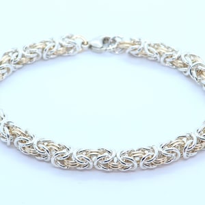Sterling Silver and Gold Filled Byzantine Bracelet