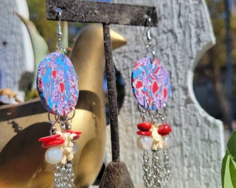 Prairie sky and wildflowers (earrings)