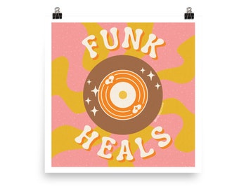 Retro Graphic Matte Poster Print, Vintage 1970's Inspired Wall Art, Funk & Disco Music, Music Lover Gift