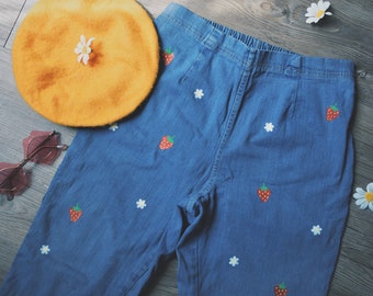 daisy painted jeans