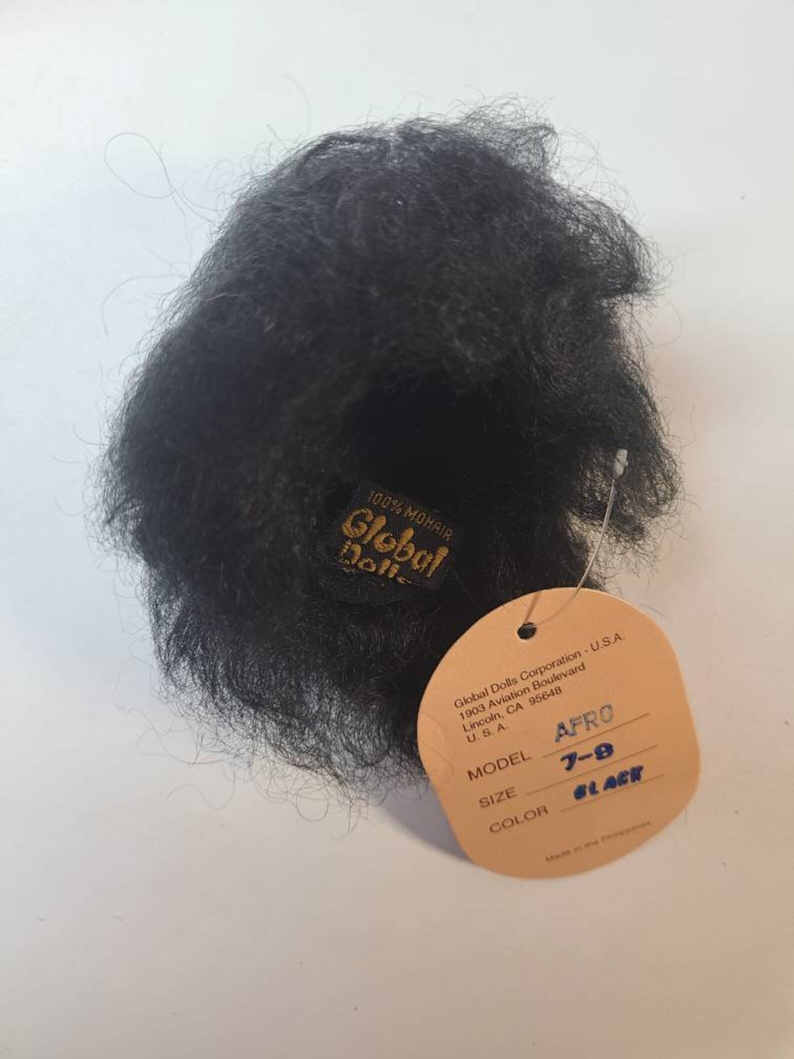 Doll wig mohair made by Global Dolls size 78 short black Etsy