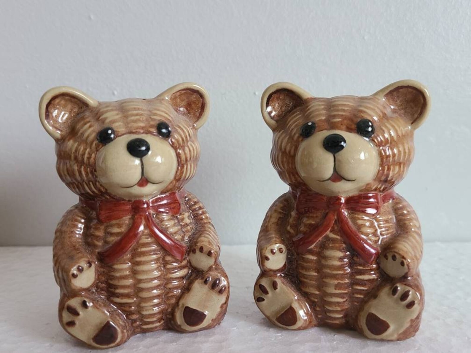 Teddy Bear Salt and Pepper Shaker Vintage Handmade Stoneware Etsy