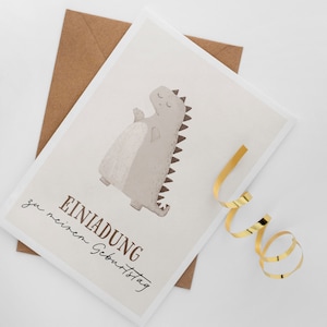5 / 10 / 15 Stk. Einladungskarte Kindergeburtstag Boho Dino Junge Mädchen Unisex optional mit Umschlägen