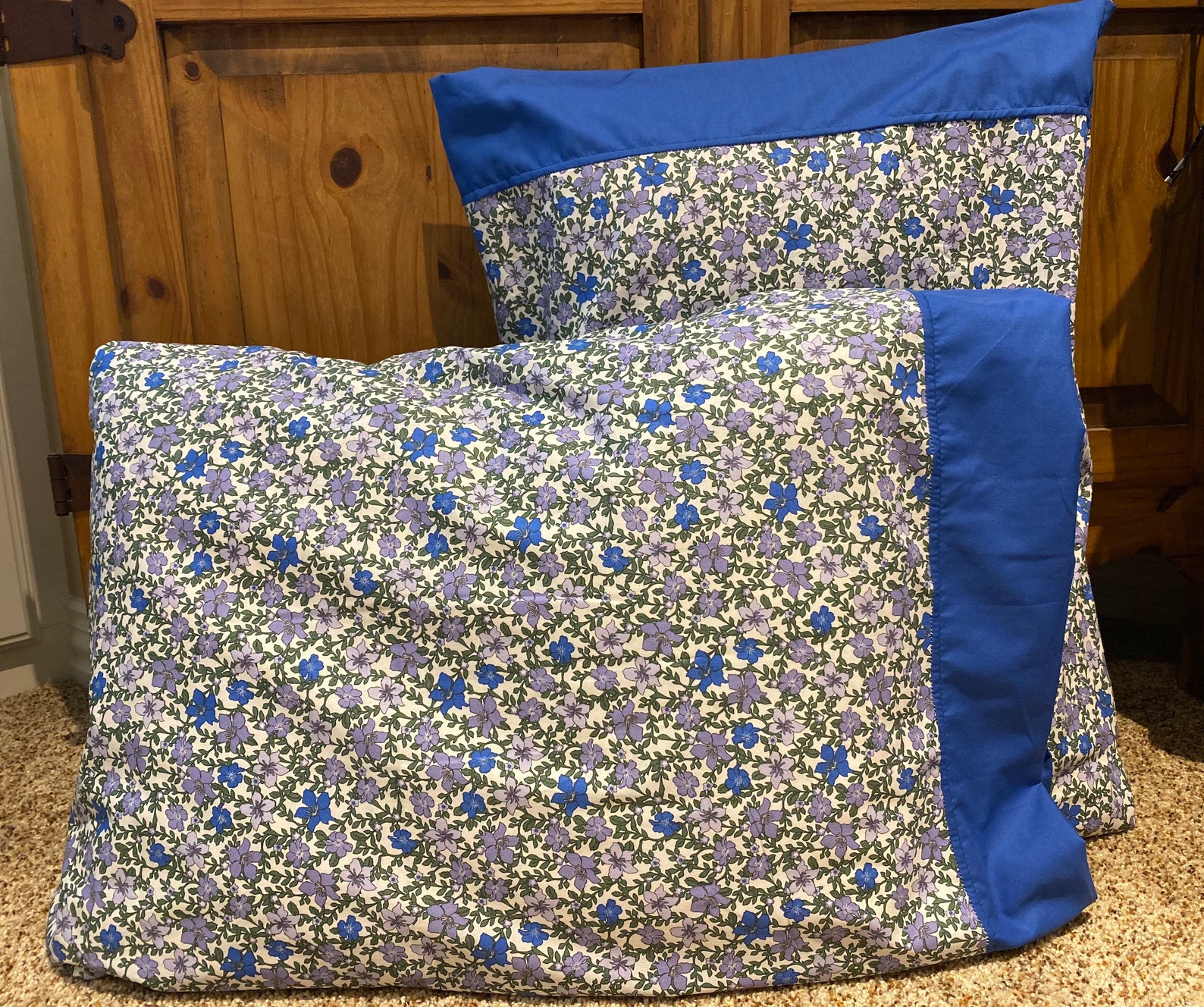 Blue & Lavender Floral Print Pillowcase Set Gifts Etsy