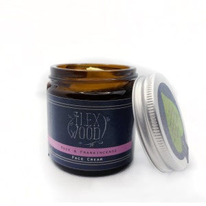 Rose and Frankincense Face Cream - 100% Natural, Vegan, Moisturising, Anti Ageing, Cruelty Free - 60ml