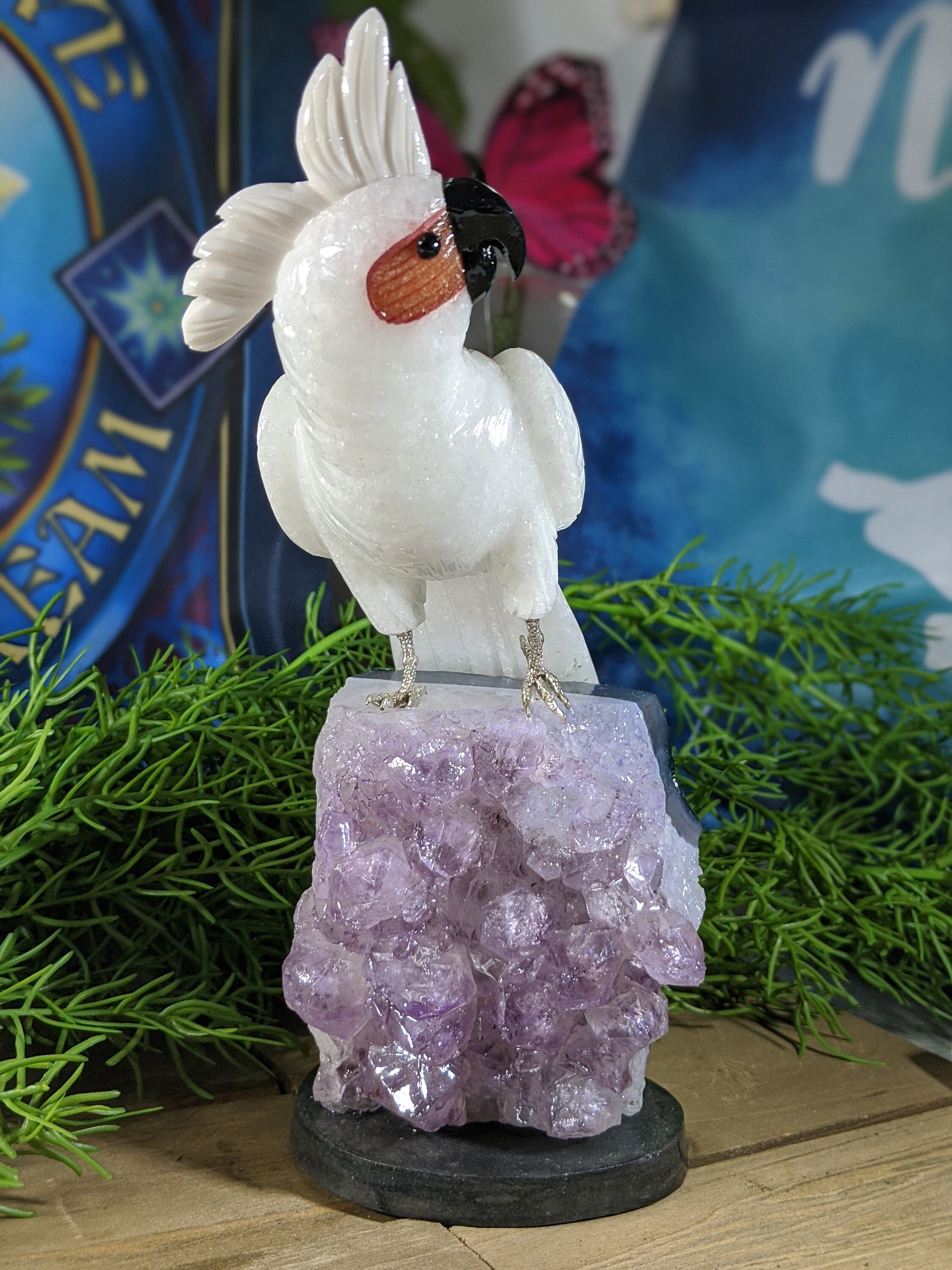 Amethyst Geode With a Bird Sculpture Amethyst Crystal cluster | Etsy