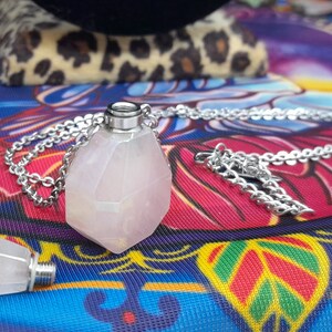 Rose Quartz Mini Perfume Bottle Necklace