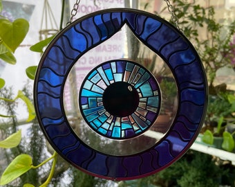 Handmade Glass Evil Eye Wall Hanging, Home Protection Charm