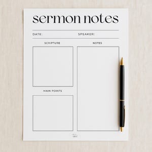 Printable Sermon Notes Page | Bible Study Journal (digital Download) - Etsy