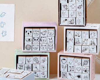 Diary Stamp Set, Bear Stamps, Floral Stamps, Cat stamps, Animals Stamps, 6 Styles