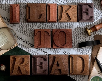 Vintage Large Wood Alphabet Stamp: 26 Letters, Scrapbooking Card Making Journal Decoration DIY