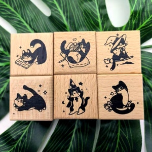Tampon en caoutchouc en bois de beaux chats, tampon pour chaton pour la fabrication de cartes, scrapbooking, journal décoratif, carnet de notes, 6 styles