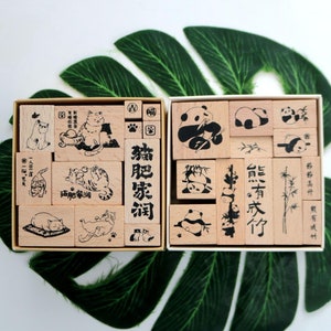Netter Panda Stempel Set Fette Katze Holz Stempel Für Scrapbooking Kartenherstellung Dekorative Einladung Journal Tagebuch Werkzeug 2 Stil