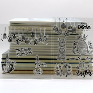 Frohe Ostern Stempel Set Ostereier Kaninchen Briefmarken Für Kartenherstellung Scrapbooking Dekorativ Journal Etiketten Tags Tagebuch Memo Werkzeug 2 Stile