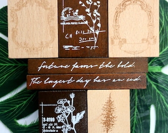 Vintage Floral Wood Rubber Stamps: Scrapbooking Art Journal Embellishments