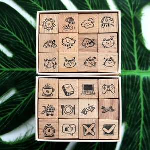 Dairy Plan Stempel Set 12stk Niedlicher Tagebuch Stempel Set Wetter Emoji Stempel Dekoratives Journal Tagebuch Planer Werkzeug 2 Style