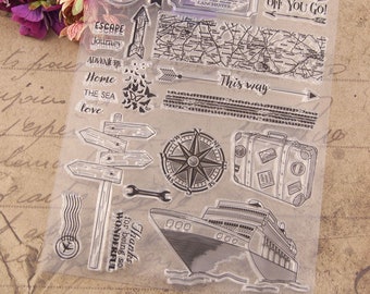 Clear Travel Stamp Set For Scrapbook Journal Daily Planner Decoration DIY