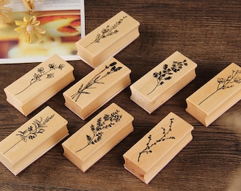 9 Pieces Easter Engraved Wood Rubber Stamp Set
