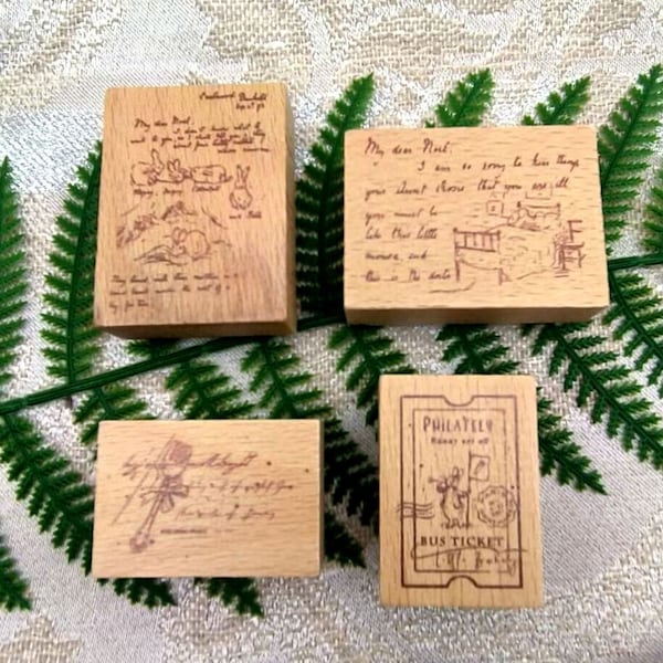 Casablanca Series Stamp Wooden Rubber Stamp Note Postmark Rabbit Passport 6 Style