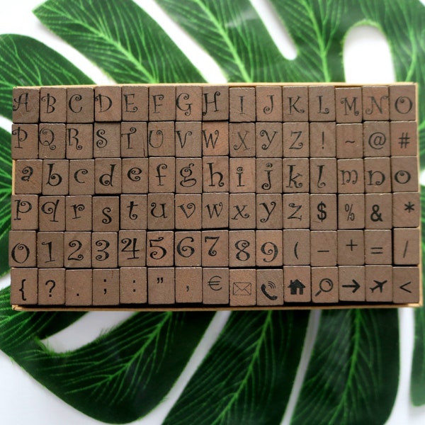 Alphabets Numbers Symbols Wood Rubber Stamps Kits of 90 pcs For Card Making Decorative Journal Planner Scrapbooking DIY Tool Gifts Ideas