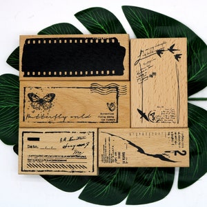 Tampon en caoutchouc de grand fond pour album, journal, carte de scrapbooking, décoration bricolage, bordure de cadre de 5 styles, papillon