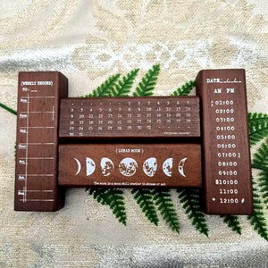 Kalender Houten Rubbe Stempel Maand Datum Week Maanfase Planner Dagboek Dagboek Stempel 4 Stijlen: