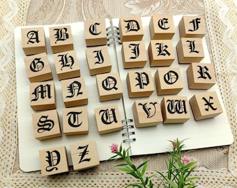 Vintage Alphabet Stamp Wooden Rubber Stamp For Album Journal Planner Diary Decoration Scrapbooking Card Making