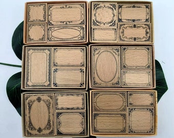 Vintage Stempel Rahmen Stempel Set Holz Gummi Stempel Für Handgefertigte Tags Etiketten Kartenherstellung Scrapbooking Dekorative Journal Werkzeug