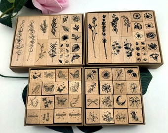 Floral Holz Stempel Set Für Kartenherstellung Scrapbooking Journaling Tagebuch Filofax Dekoration Blumen Blätter Schmetterlinge 4 Styles