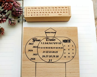 Calendar Wood Stamp:  2026 Planner, Journal, Date, Month, Year