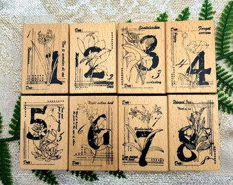 Floral Number Wood Rubber Stamp: Scrapbooking, Card Making