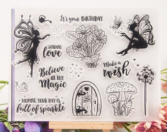 DIY Fairy Stamps, Floral, Dandelion, Snail, Mushroom, Journaling, Filofax, Card Making, Gift Wrapping