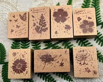 Card Making Stamp Pretty Flower Stamp Wood Rubber Stamp for  Scrapbooking Album Journal Diary Decoration DIY 7 Style
