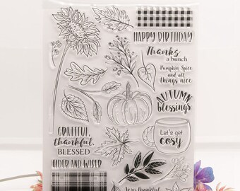 Pretty Thanks Stamps and Cutting Dies Birthday Sunflower Pumpkin Floral Stamps For Card Making Journaling Filofax Diary Scrapbook Decor DIY