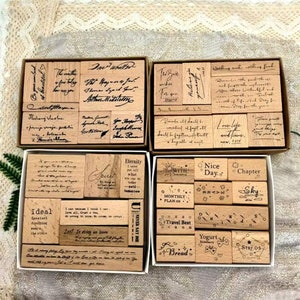 Juego de sellos con letras vintage, hermosos sellos con frases para diarios, álbumes, tarjetas, herramienta de bricolaje, 4 estilos