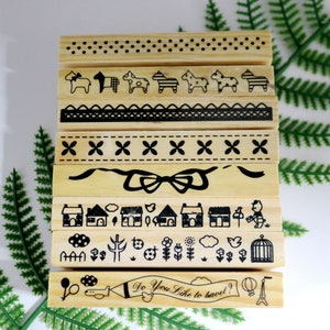Dekoracyjny pasek gumowy do stempli z drewna, urocze zwierzęta, stempel do tworzenia kartek, scrapbookingu, dziennika, DIY, 8 stylów
