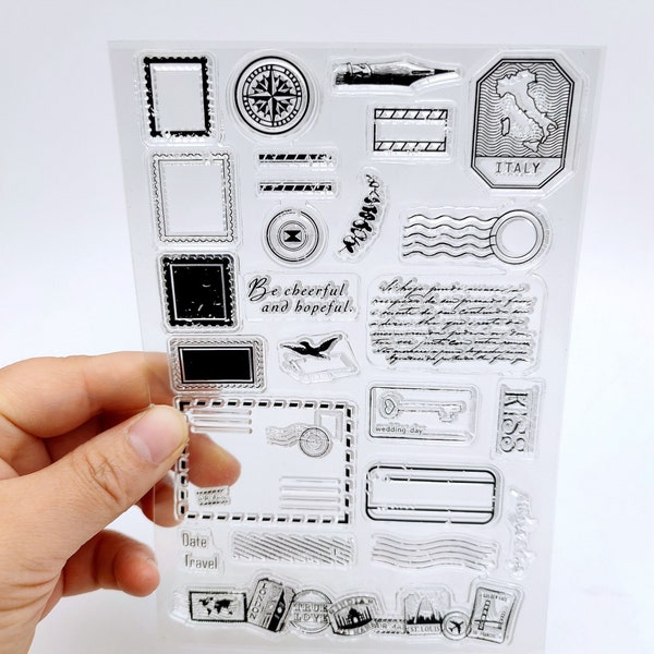 Travel Postmark Seal Stamps Set For Card Making Scrapbooking Decorating Envelope Journaling Diary Tool