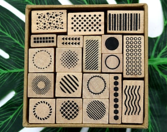 Simple lines, Geometric Wooden Rubber Stamps Set For Journal Scrapbooking Planner DIY Craft