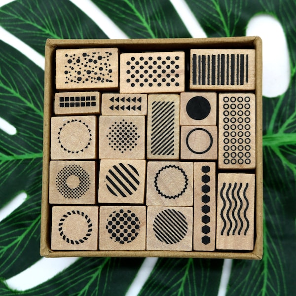 Simple lines, Geometric Wooden Rubber Stamps Set For Journal Scrapbooking Planner DIY Craft