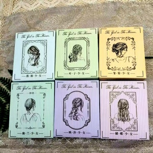 Timbro acrilico fronte-retro Timbro con bordo cornice bella ragazza per la creazione di biglietti, diario, decorazione, scrapbooking, fai da te, 5 stili